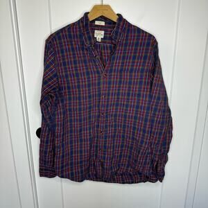 J. Crew Slim Blue Plaid Button Down Cotton Shirt Size Medium